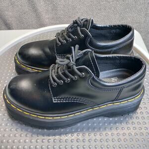 Dr. Martens 8053 Quad Platform Oxfords • Unisex Leather Chunky 5-Eye Shoes Black